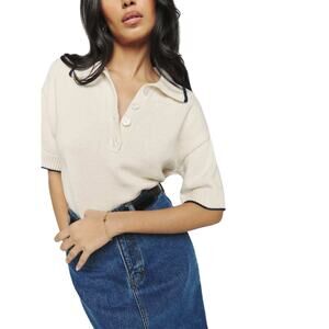 Reformation Pepito Cotton Collared Sweater - M